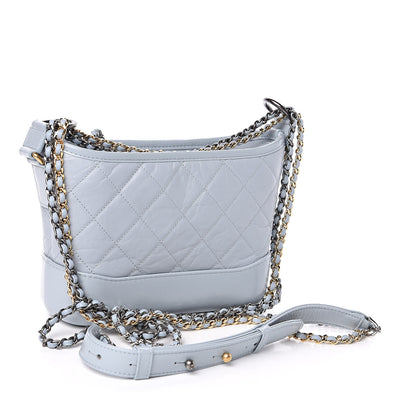 Chanel Aged Calfskin Quilted Small Gabrielle Hobo Light Blue 3 of 10