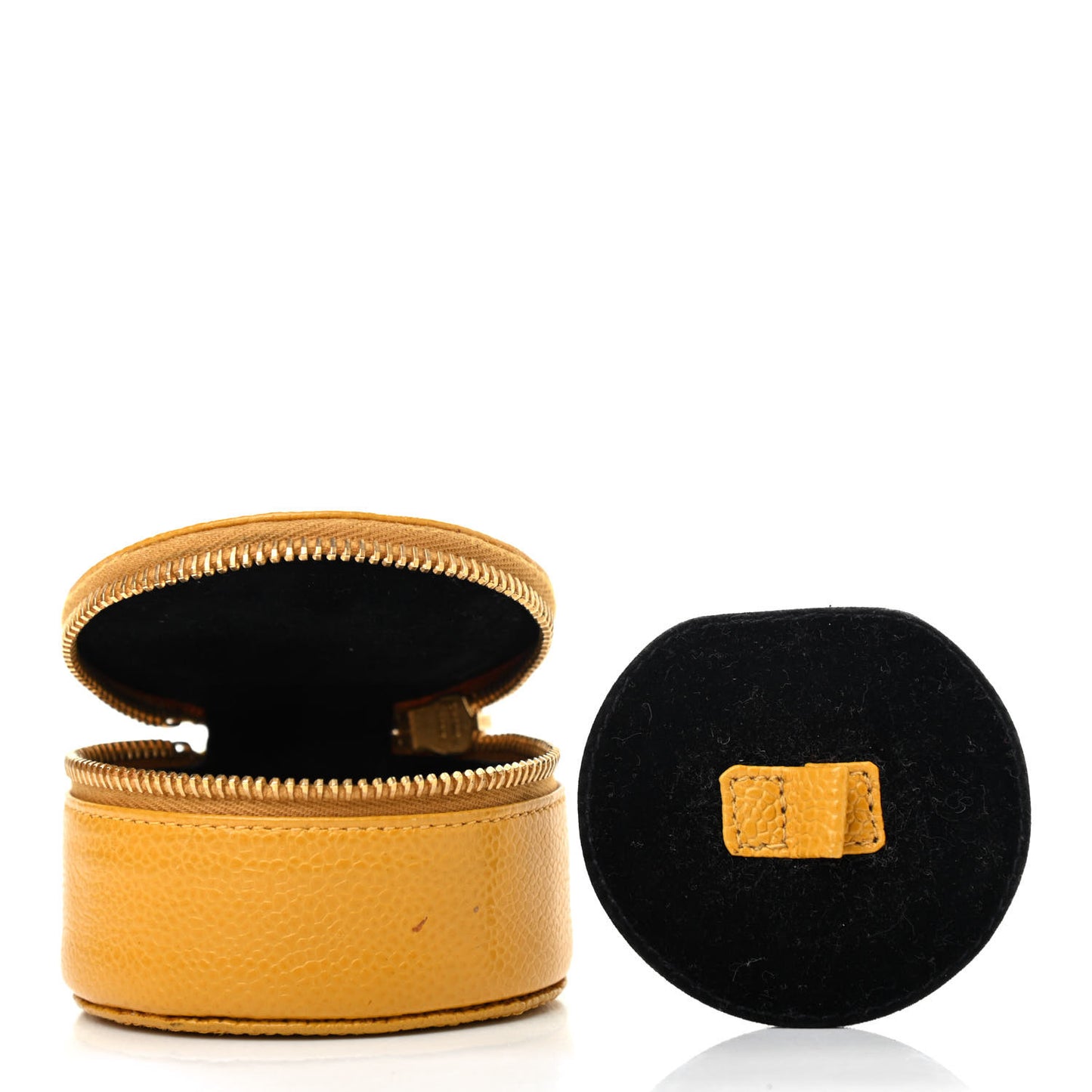 Caviar Round Jewelry Travel Case Yellow