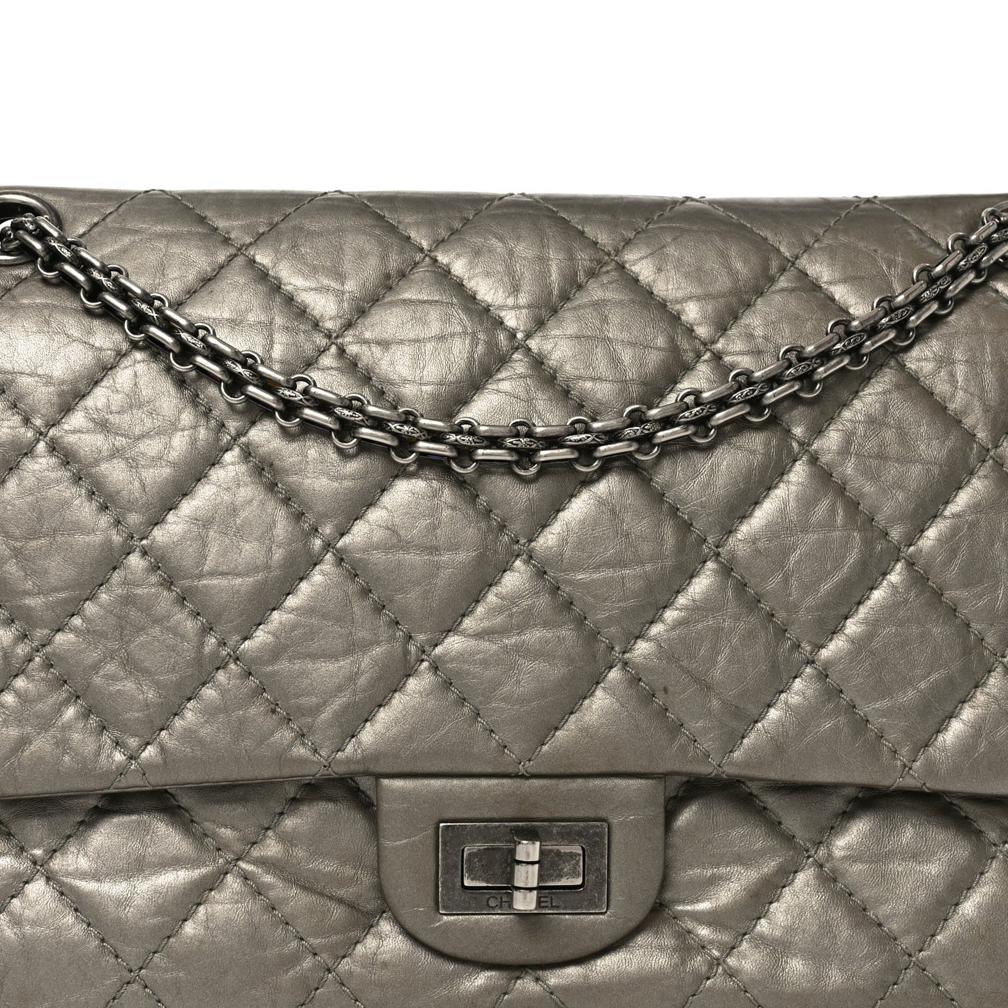 Metallic Aged Calfskin Quilted 2.55 Reissue 226 Flap Dark Gold
