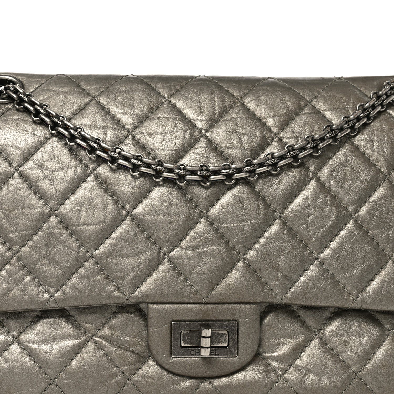 Chanel Metallic Aged Calfskin Quilted 2.55 Reissue 226 Flap Dark Gold 8 of 10