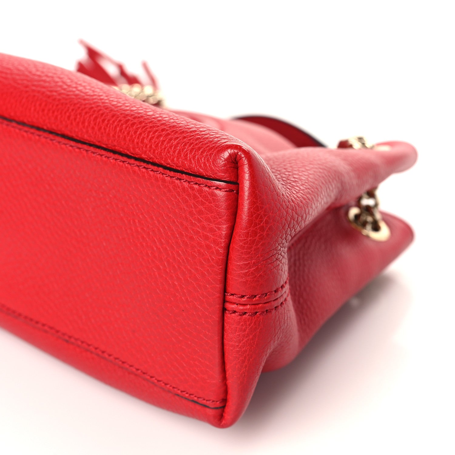Gucci Pebbled Calfskin Small Soho Chain Shoulder Bag Tabasco Red 9 of 9
