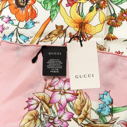 Gucci Silk Twill Eighties Bouquet Square Scarf Pink Ivory 3 of 4