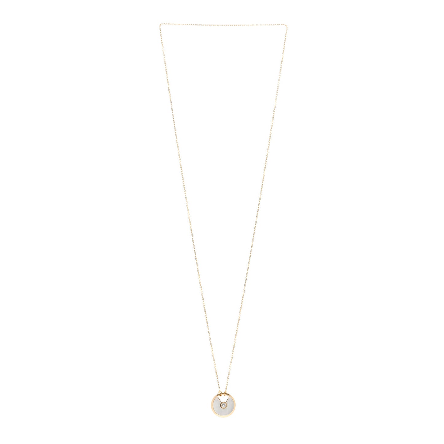 18K Yellow Gold Diamond Mother of Pearl SM Amulette de Cartier Pendant Necklace