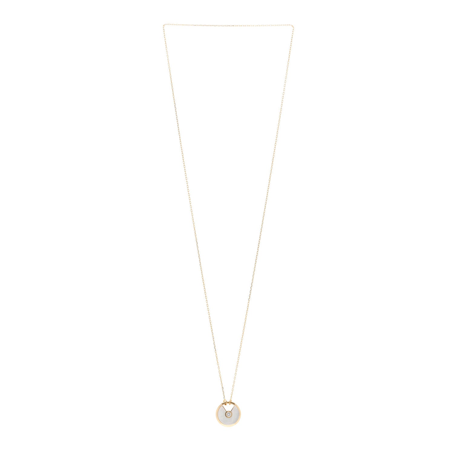 Cartier 18K Yellow Gold Diamond Mother of Pearl SM Amulette de Cartier Pendant Necklace 3 of 5