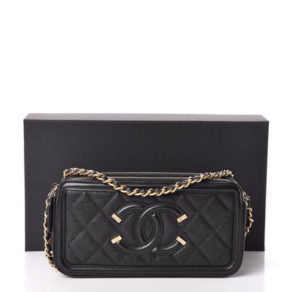 Chanel Caviar Quilted CC Filigree Clutch With Chain Black 14 of 14