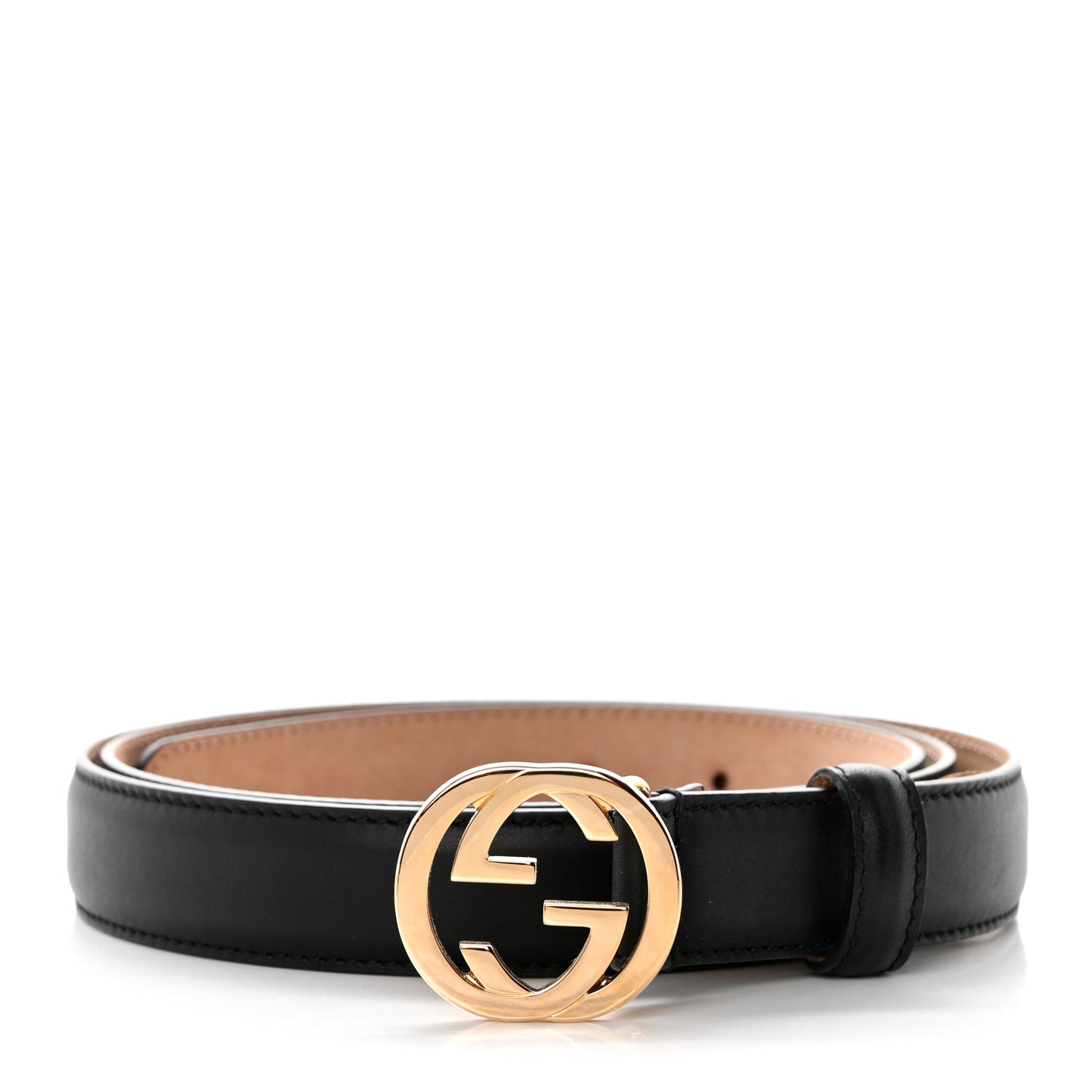 Moon Calfskin Interlocking G 25mm Belt 105 42 Black