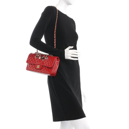 Chanel Patent Calfskin Quilted Valentine Charms Medium Single Flap Red 2 of 8