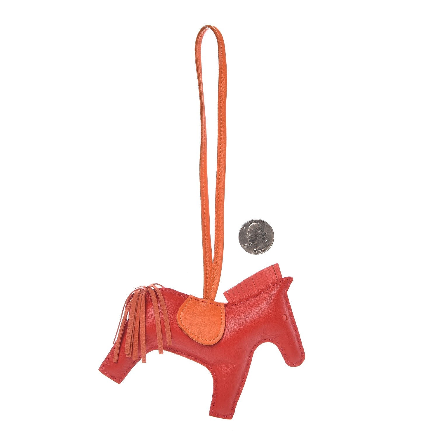 Hermes Milo Lambskin Grigri Rodeo Horse Bag Charm MM Rouge Rose Indien Jaipur Feu 2 of 3