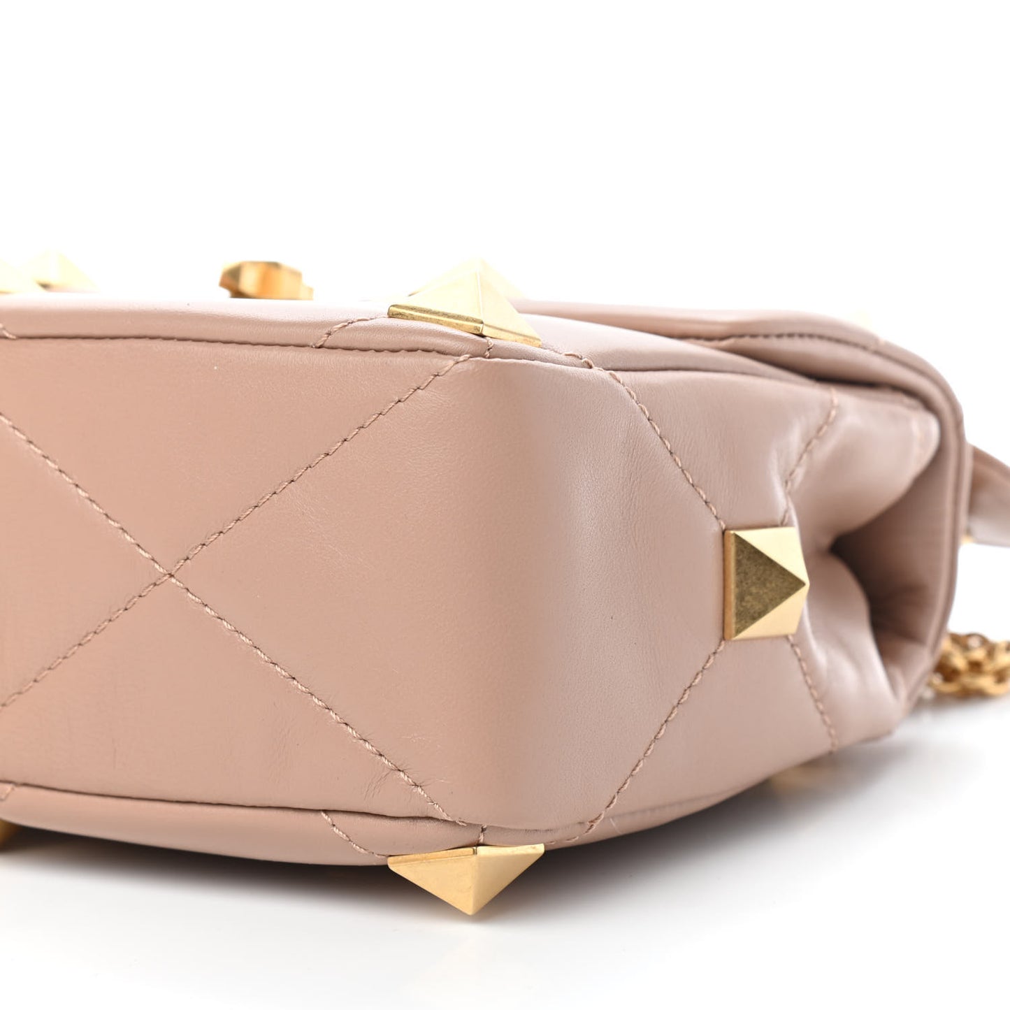 Nappa Medium Roman Stud Shoulder Bag Rose Cannelle