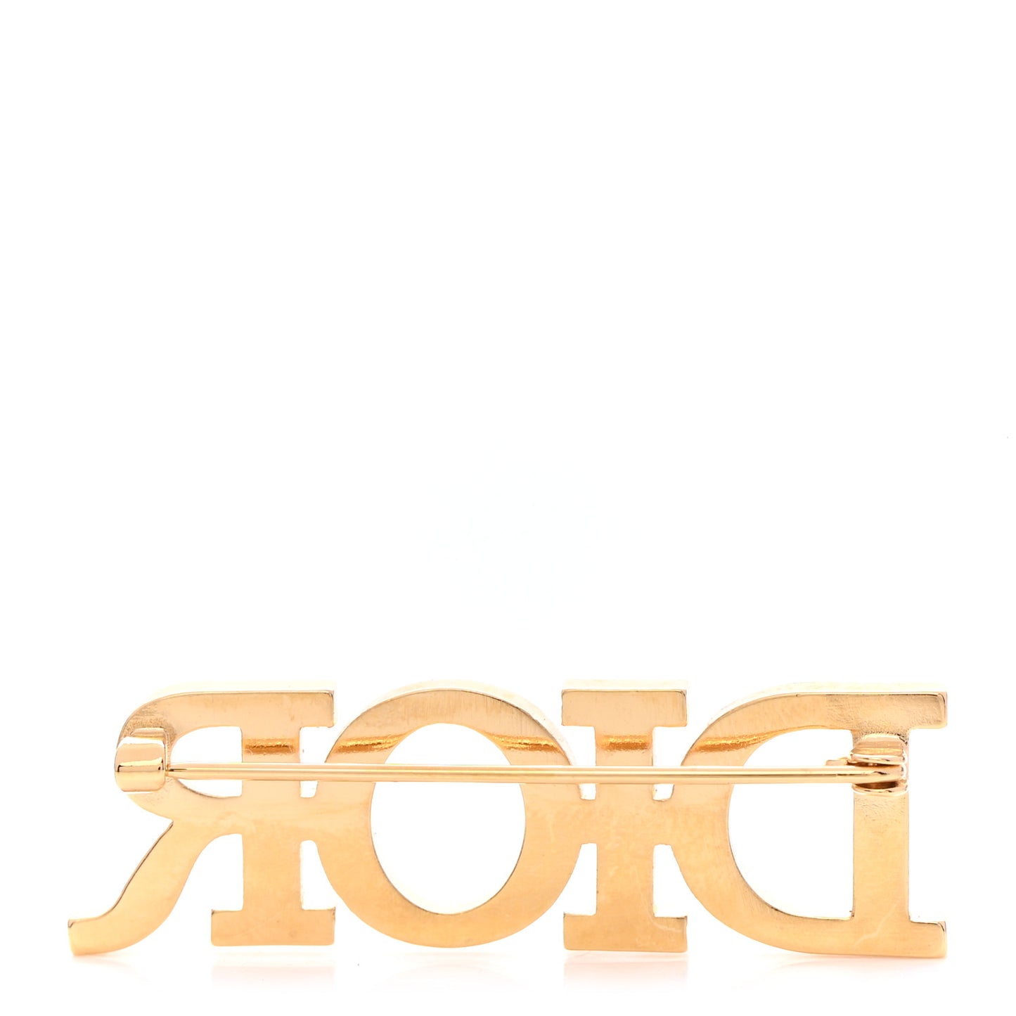Crystal Dior Logo Brooch Gold