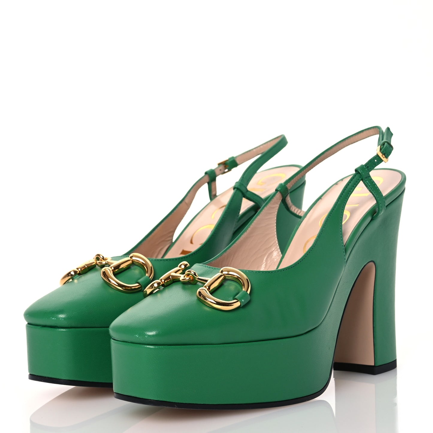 Nappa Horsebit Platform 35/120mm Slingback Pumps 38 New Shamrock