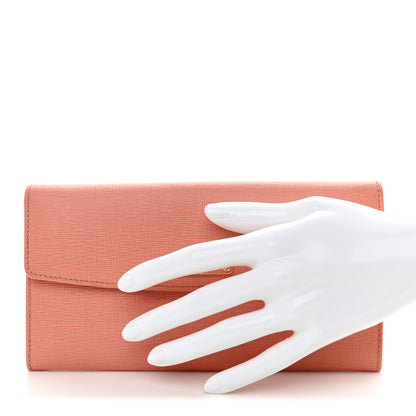 Fendi Vitello Elite Bi-Color Simply Continental Wallet Pesca White Plaster 2 of 11