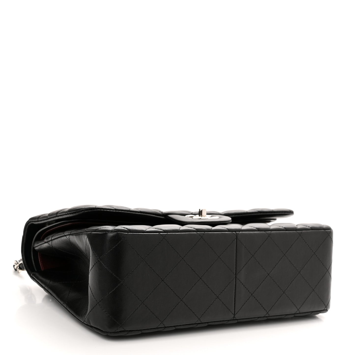Lambskin Quilted Jumbo Double Flap Black