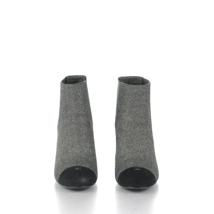 Chanel Mesh CC Cap Toe Ankle Boots 39.5 Argent Black 2 of 7