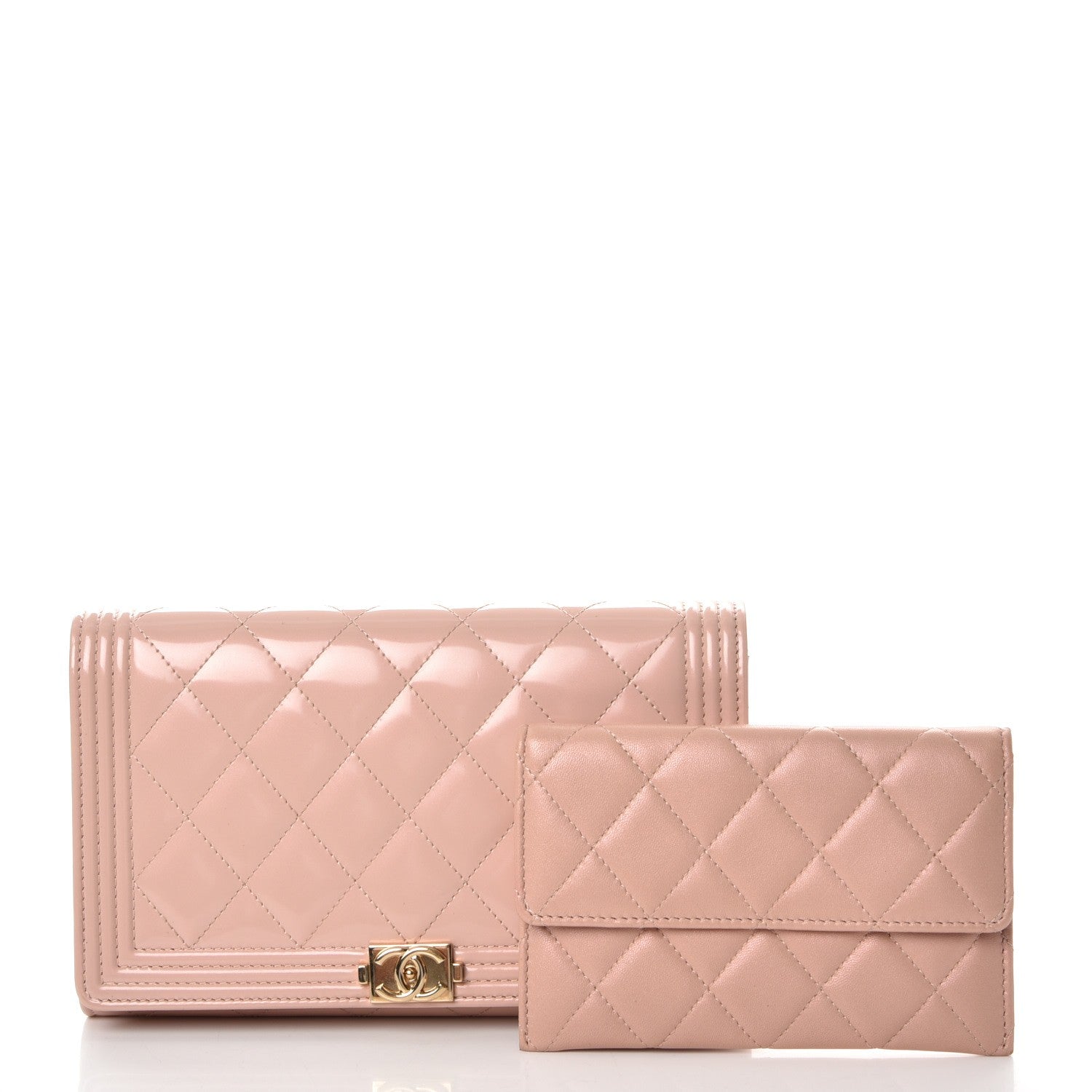 Chanel Iridescent Calfskin Quilted Boy Wallet on Removable Chain Light Pink 4 of 12