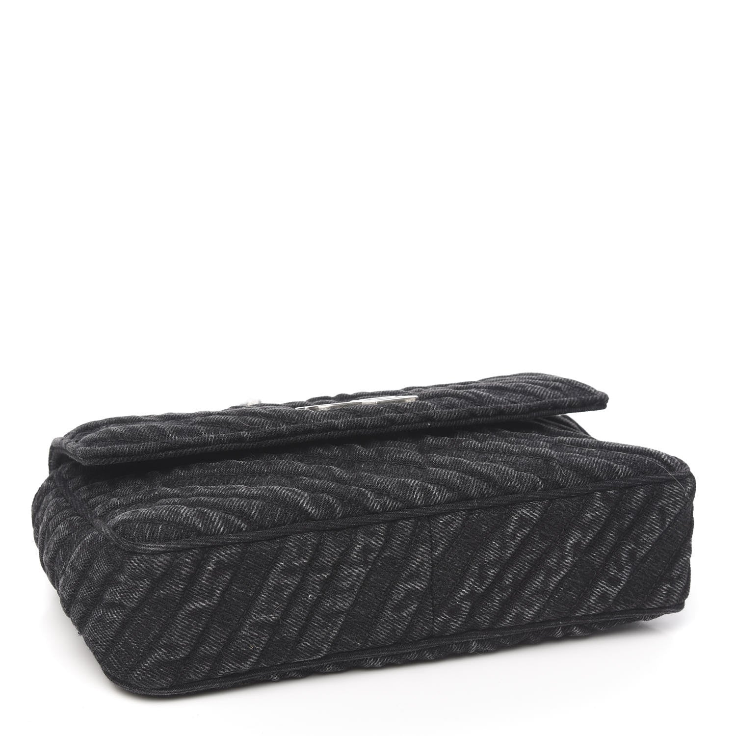 Balenciaga Destroyed Denim Jacquard Logo Matelasse BB Chain Wallet Black 3 of 9