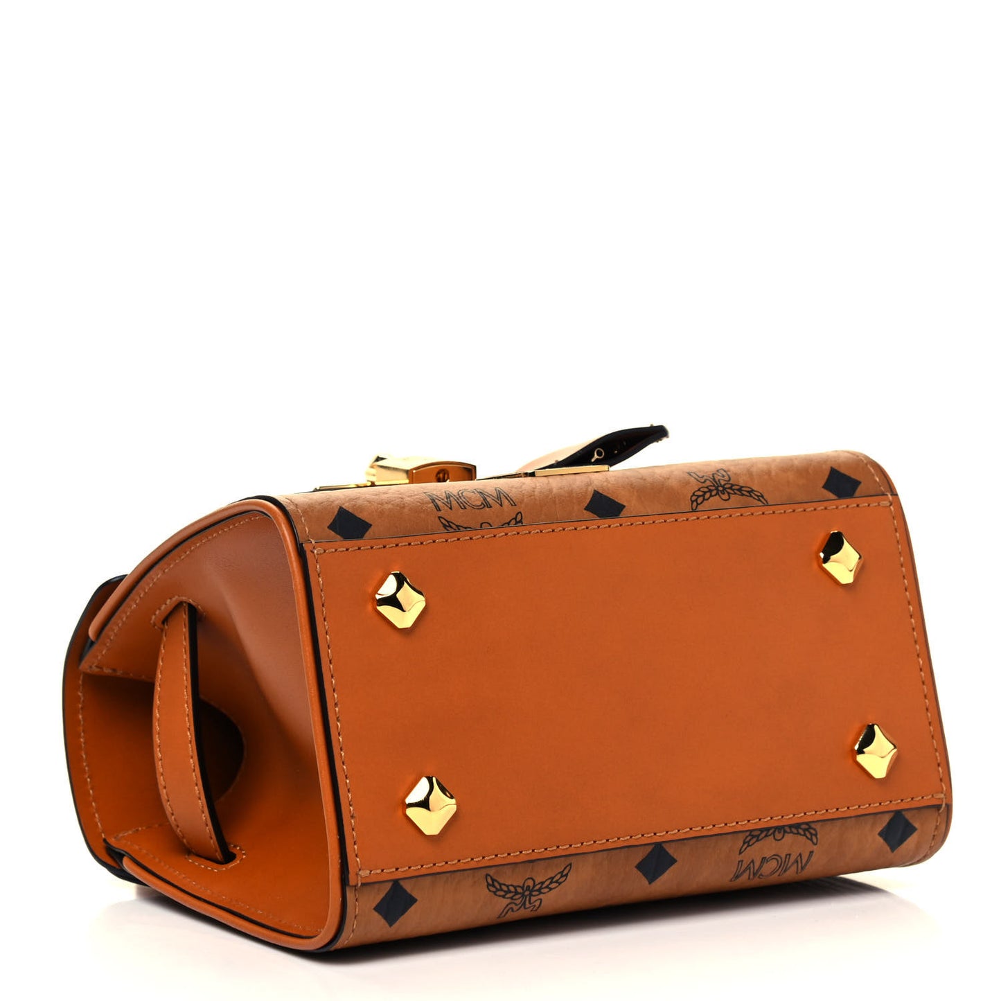 Visetos Mini Heritage Top Handle Satchel Cognac