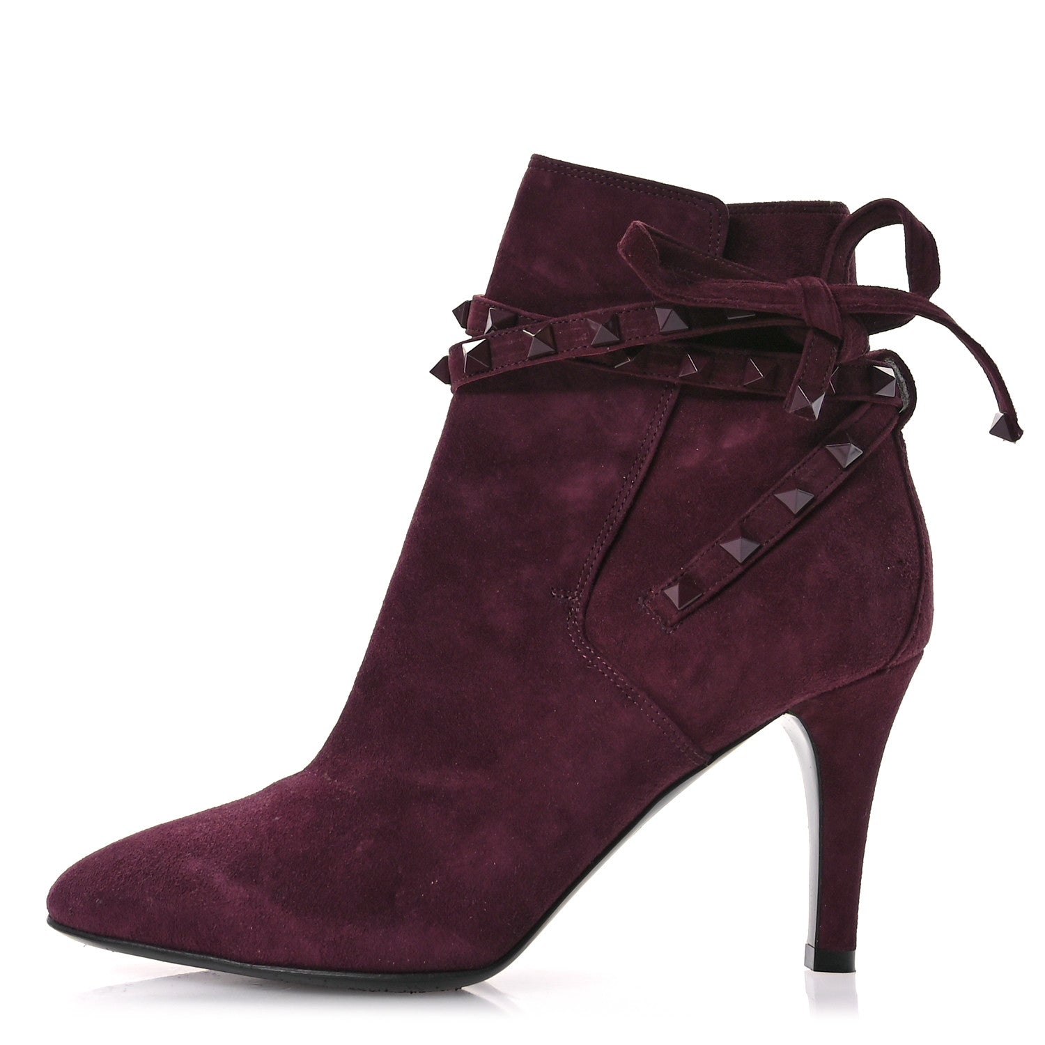 Valentino Garavani Suede Monochrome Rockstud Flair 85mm Ankle Boots 36 Rubin 1 of 9