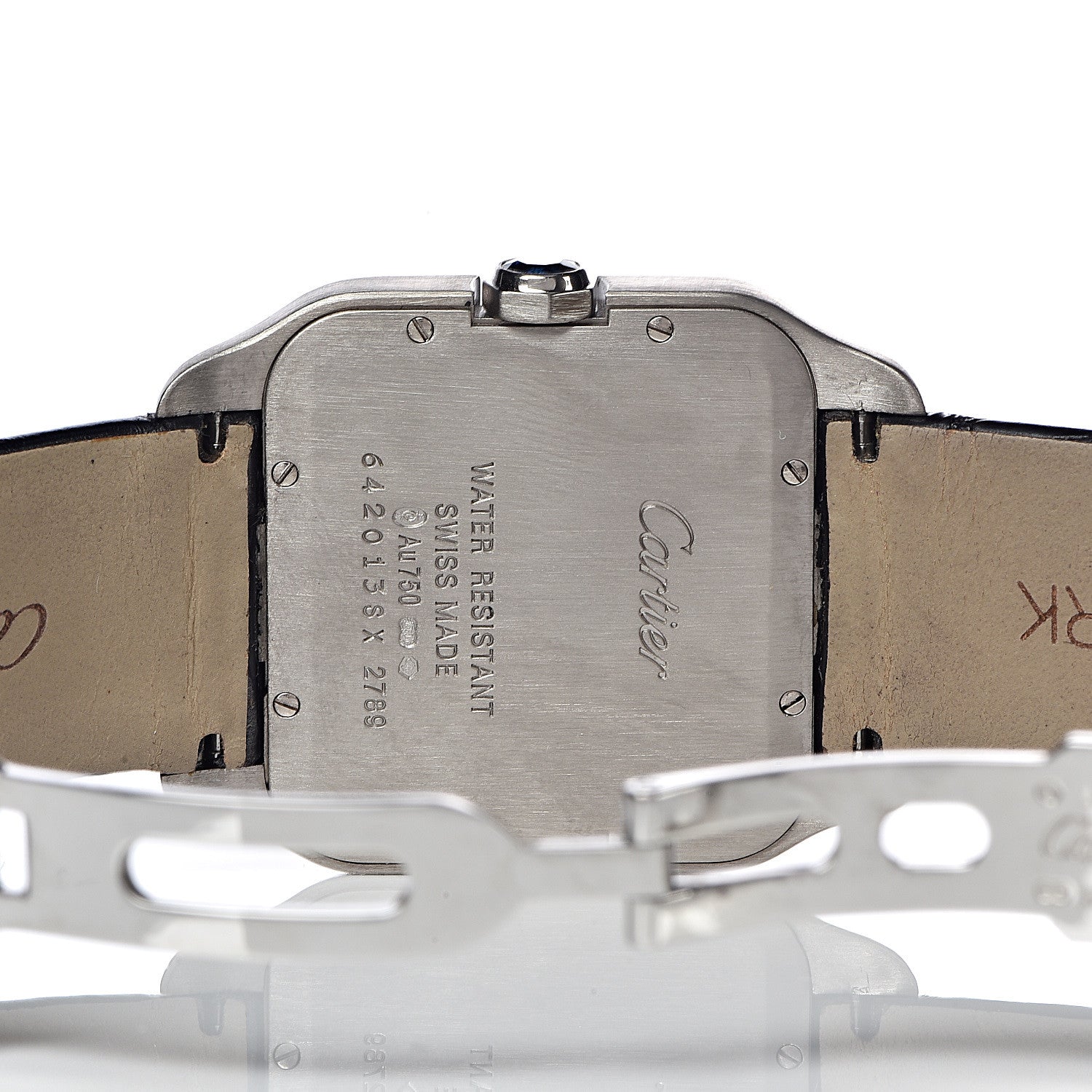 Cartier 18K White Gold Alligator 30mm Santos Dumont Quartz Watch 6 of 9