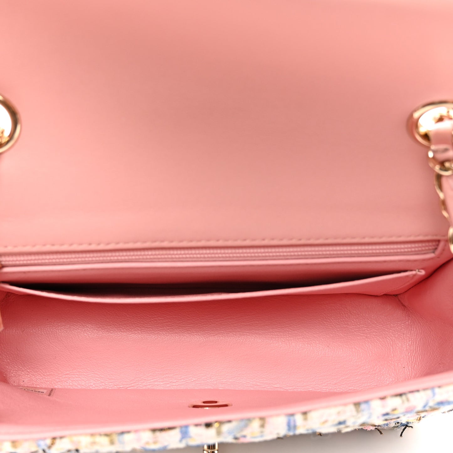 Tweed Quilted Mini Rectangular Flap Light Blue Pink Gold White