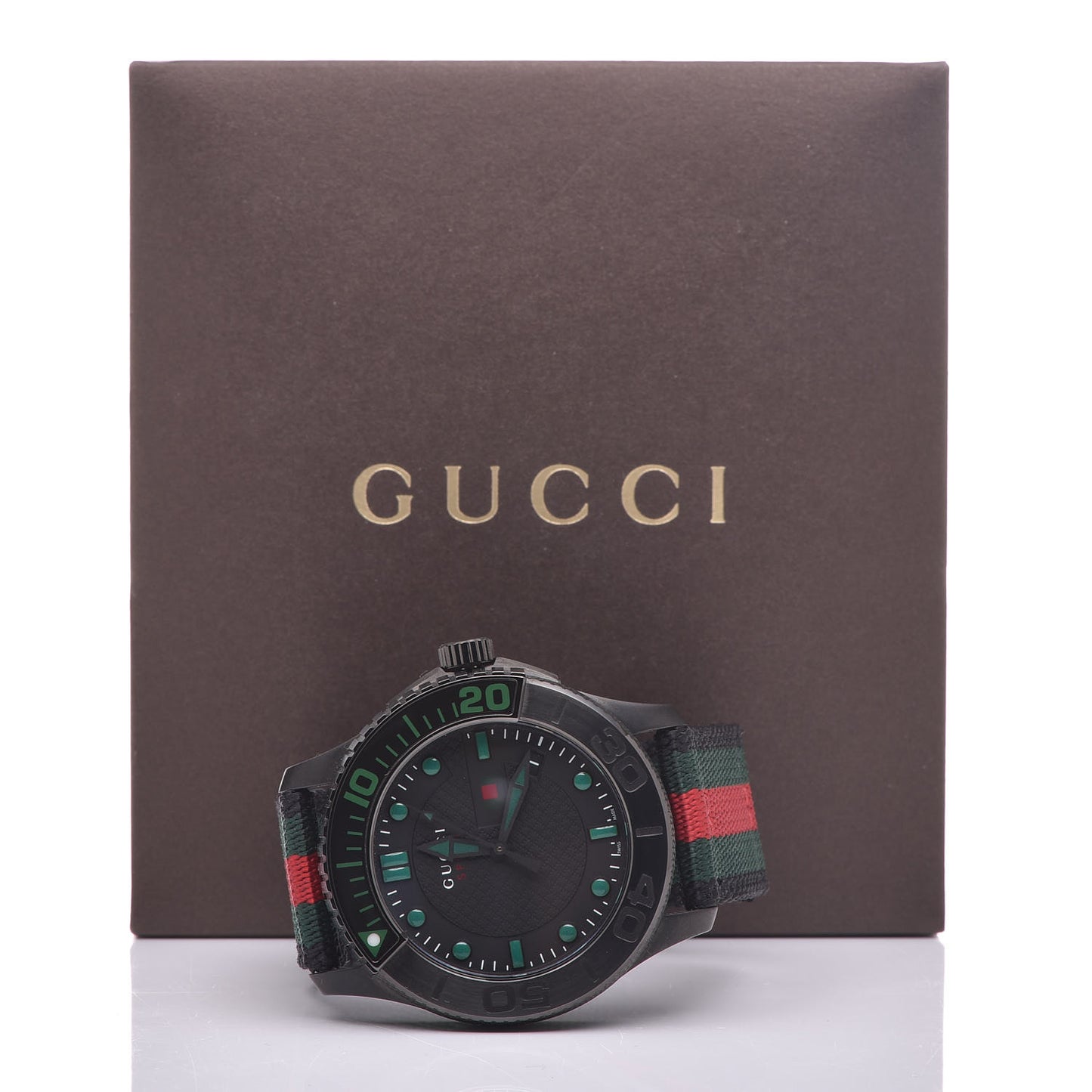 Stainless Steel Nylon 44mm Gucci Sport Web Quartz Watch Black