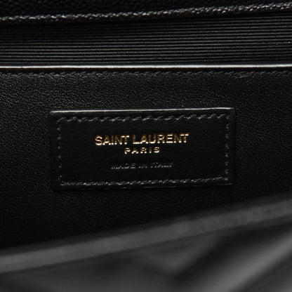Saint Laurent Grain De Poudre Matelasse Chevron Medium Monogram Satchel Black 8 of 15