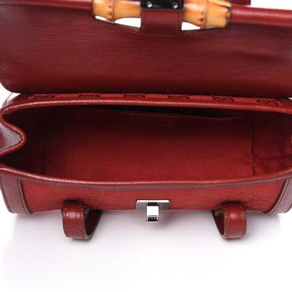 Gucci Monogram Small Bamboo Bullet Satchel Red 5 of 10