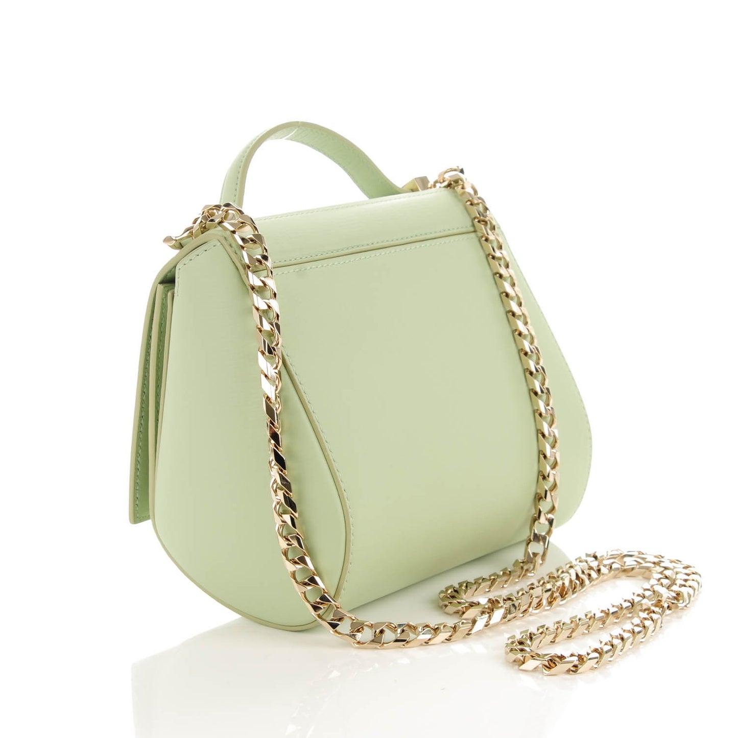 Textured Calfskin Mini Pandora Box Chain Crossbody Bag Aqua Green