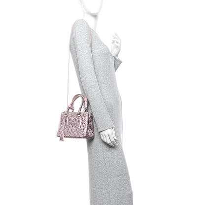 Prada Satin Crystal Mini Galleria Double Zip Tote Alabastro 2 of 10