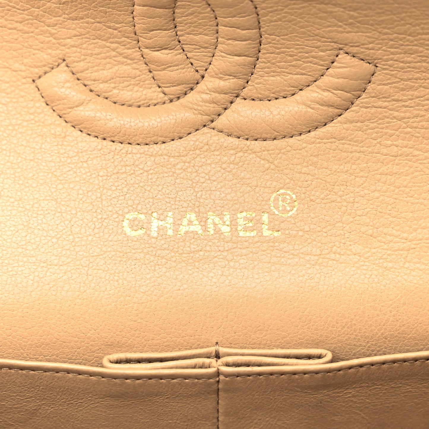 Lambskin Quilted Medium Double Flap Beige