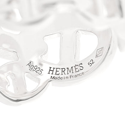 Hermes Sterling Silver GM Chaine d'ncre Enchainee Band Ring 52 6 4 of 5