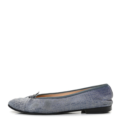 Chanel Iridescent Calfskin Cap Toe CC Ballerina Flats 39.5 Blue 1 of 12