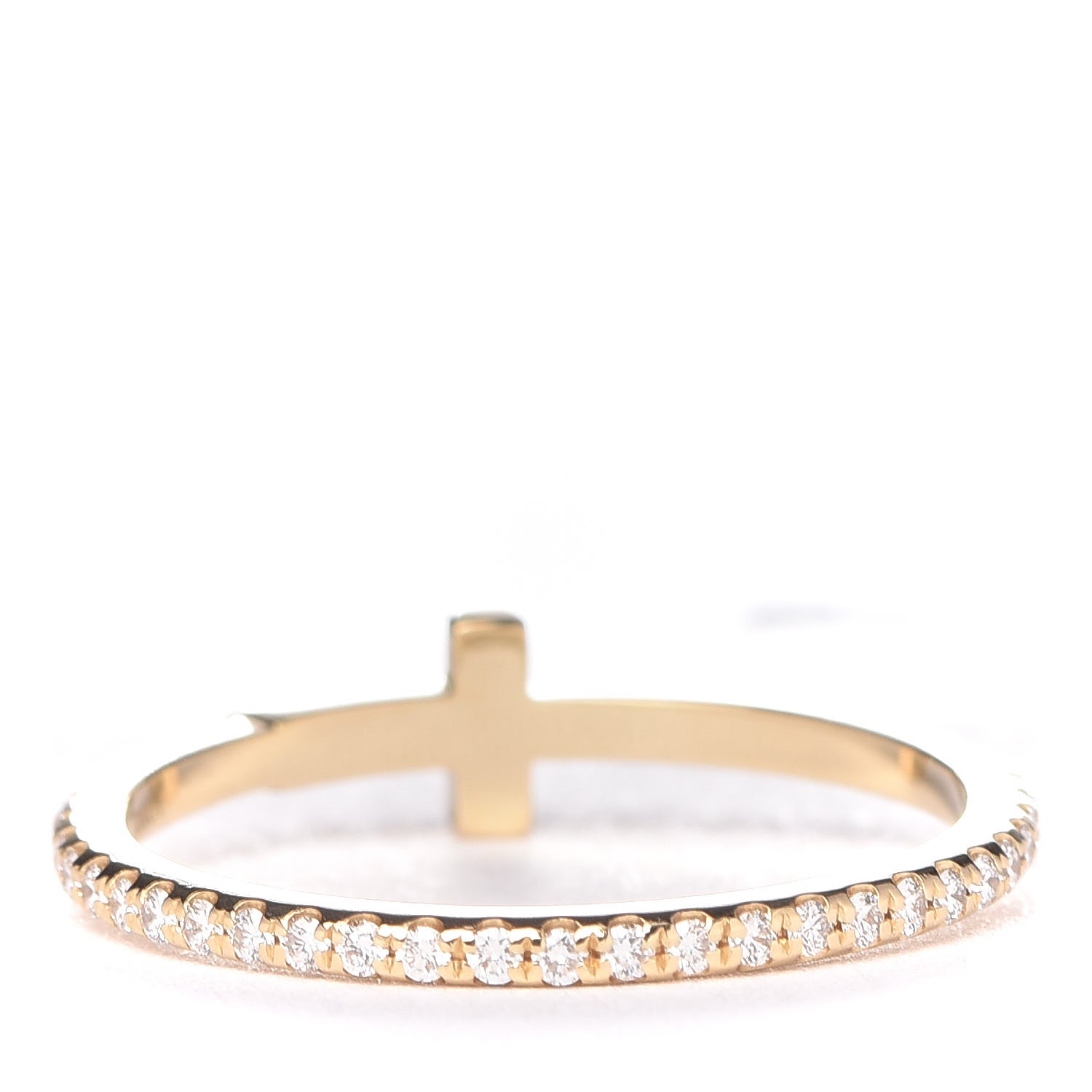 Tiffany 18K Yellow Gold Diamond T Wire Pave Ring 50 5.5 4 of 6