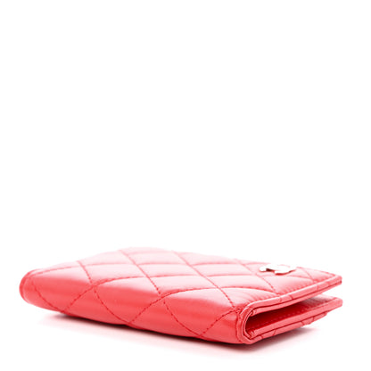 Chanel Lambskin Quilted Card Holder Wallet Red 4 of 14