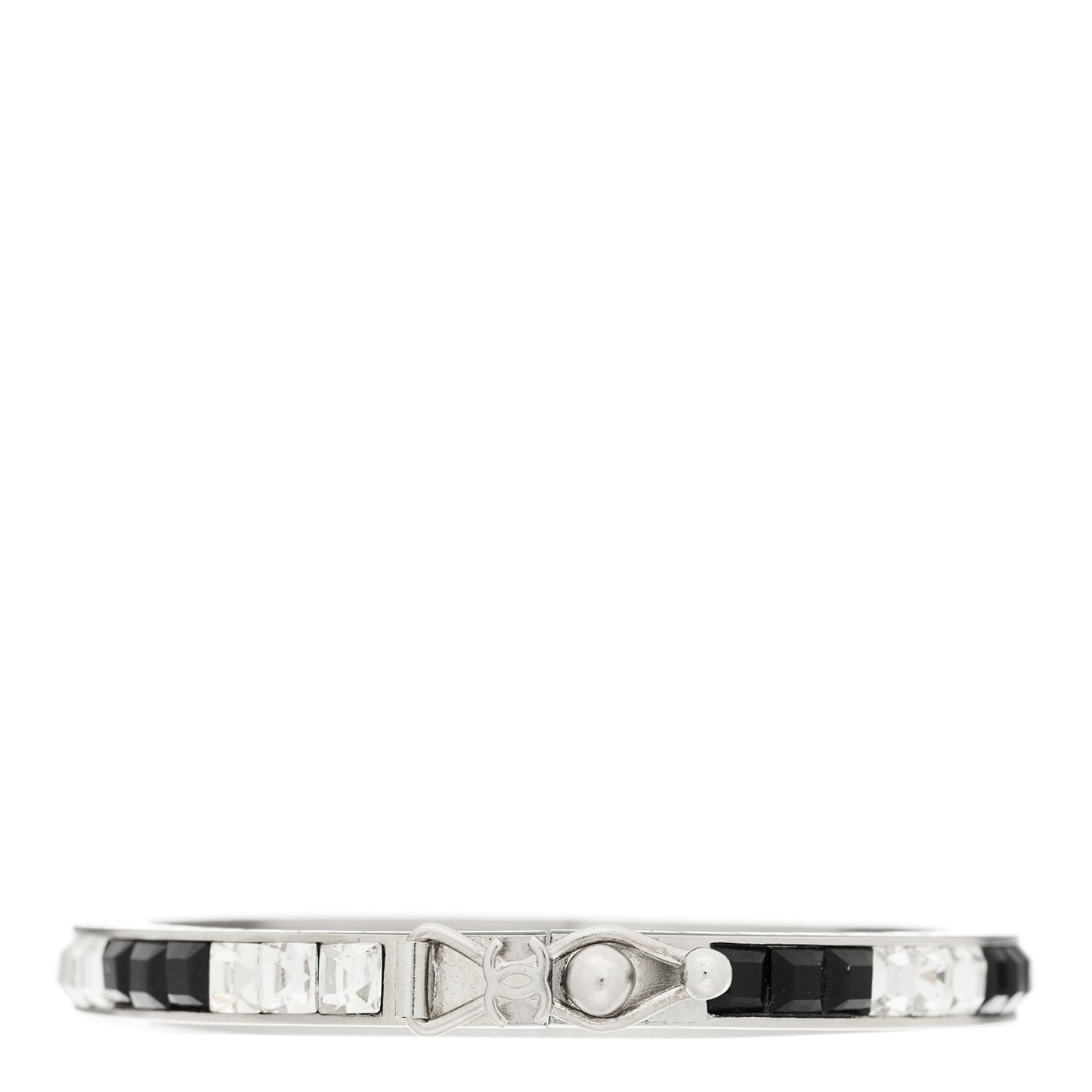 Crystal Baguette Bangle Silver Black