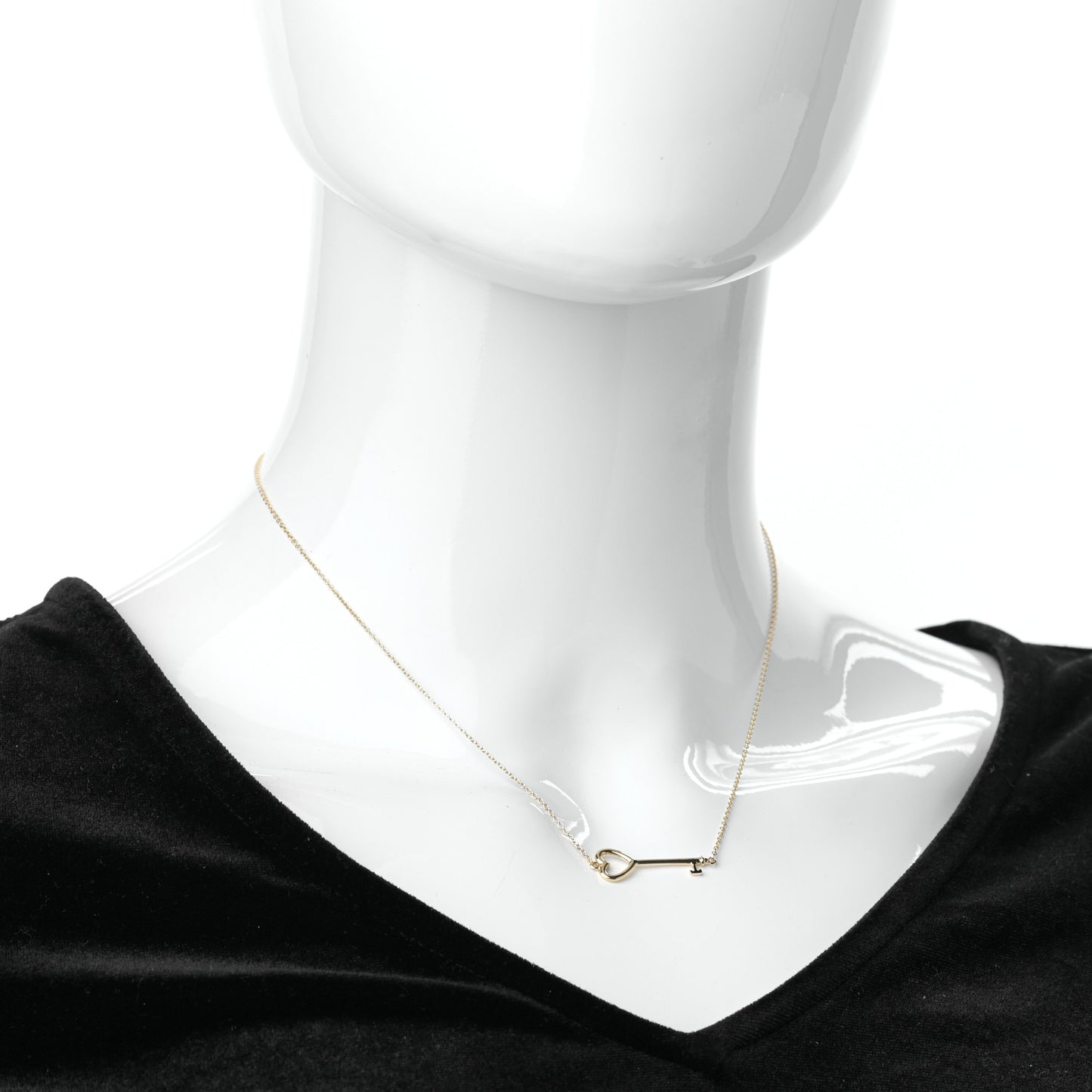 18K Yellow Gold Heart Key Pendant Necklace