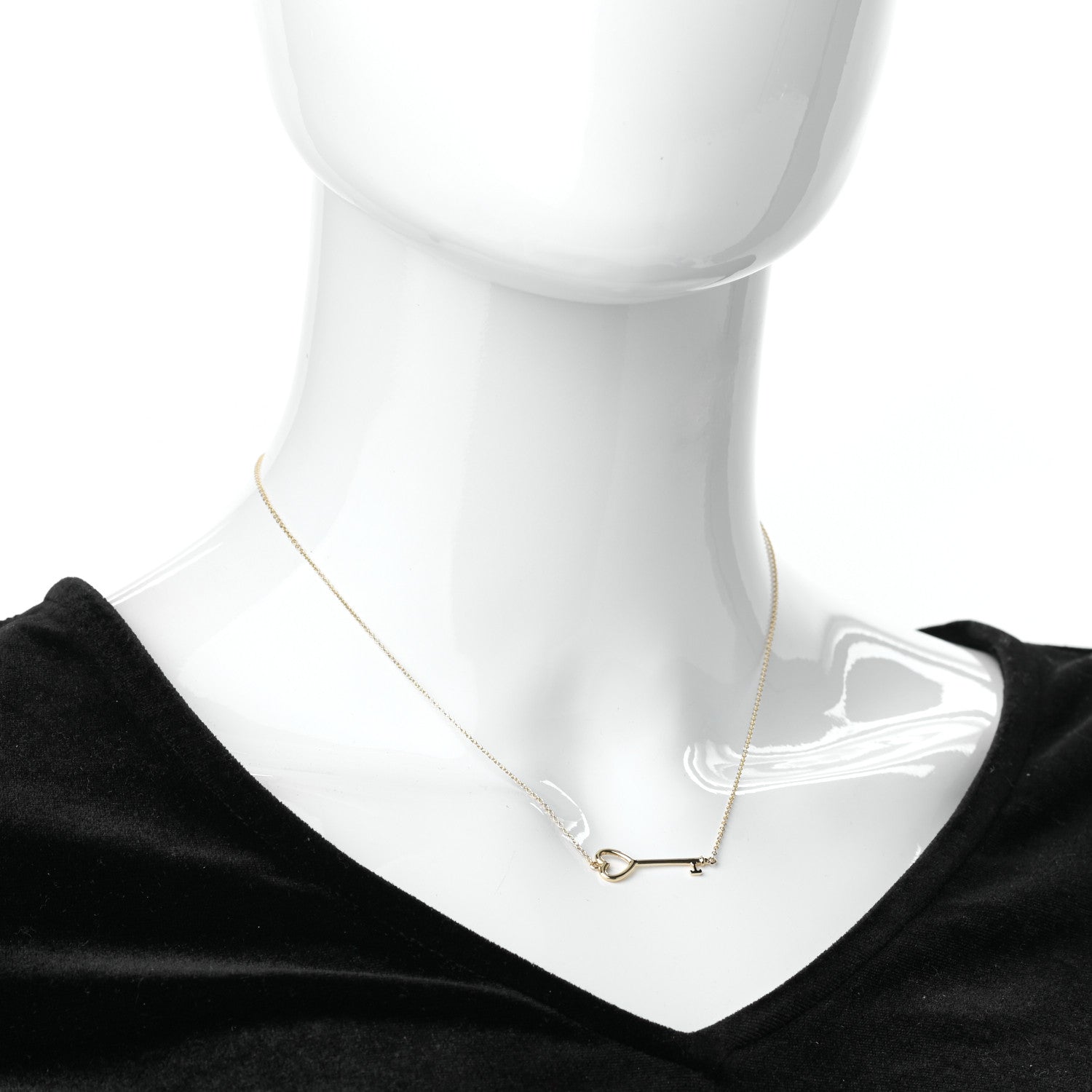 Tiffany 18K Yellow Gold Heart Key Pendant Necklace 2 of 5