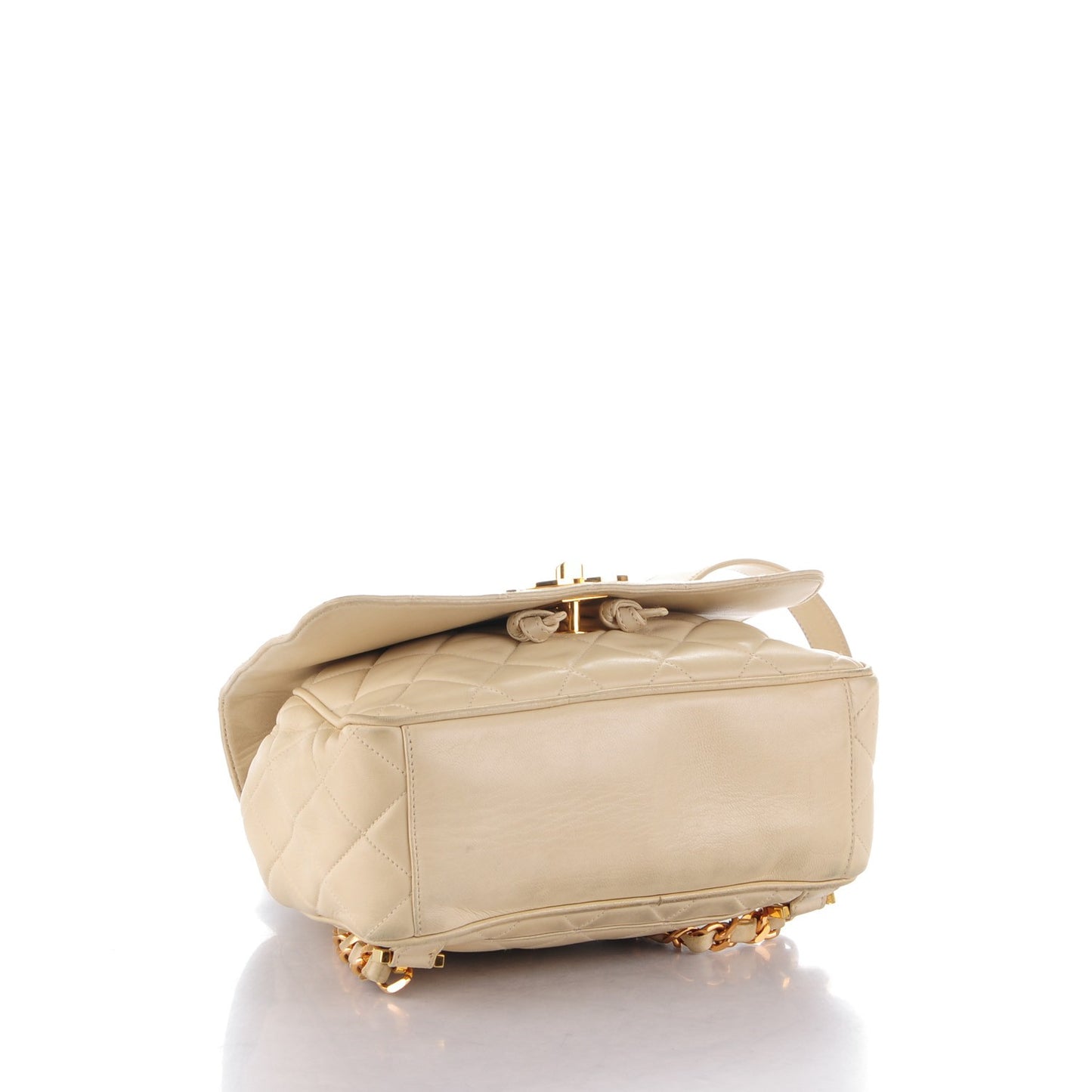Lambskin Quilted Backpack Beige Clair