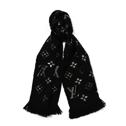 Louis Vuitton Wool Silk Logomania Shine Scarf Black 1 of 4