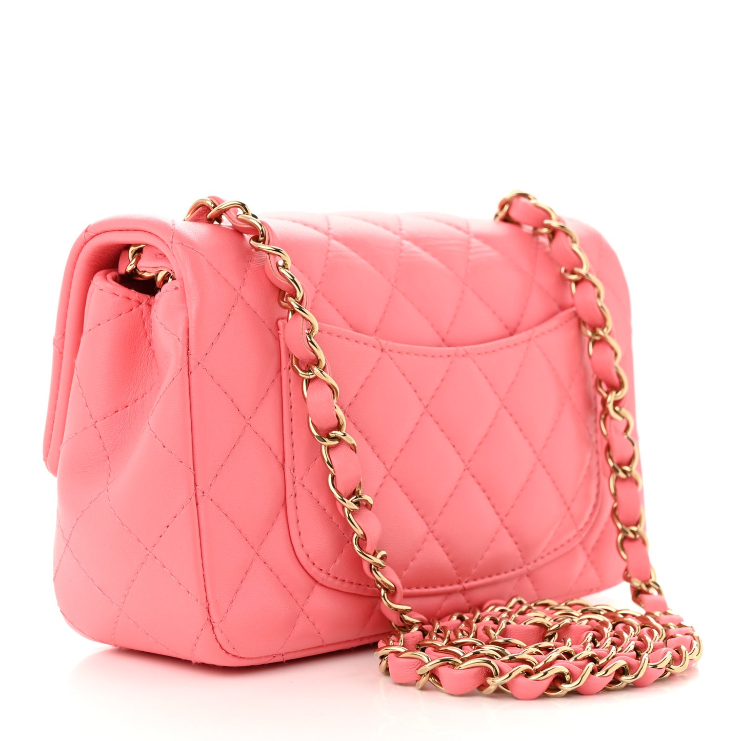 Lambskin Quilted Mini Rectangular Flap Pink