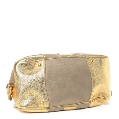 Prada Metallic Vitello Daino Canapa Bowler Platino Corda 3 of 9