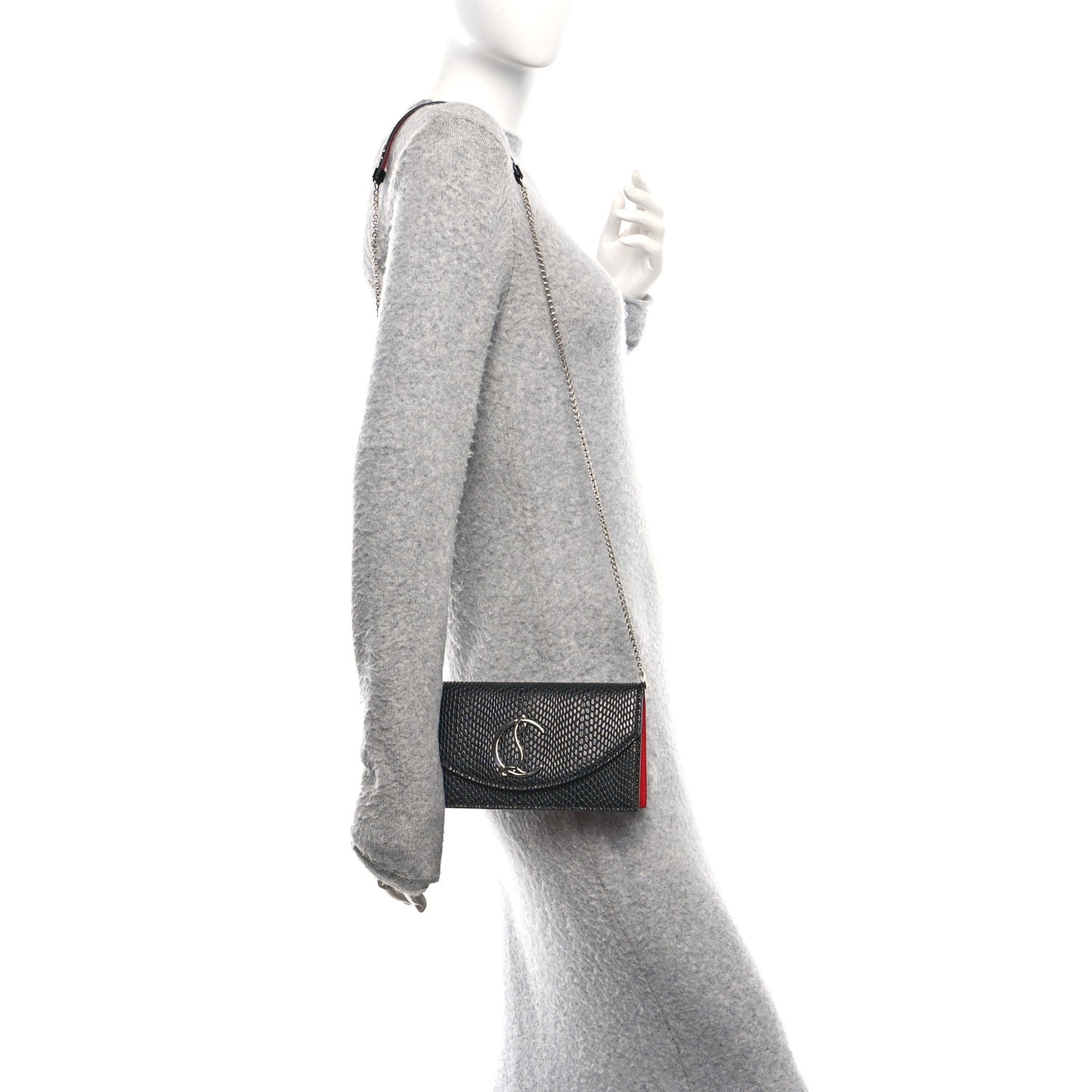 Jurassic Calfskin Embossed Loubi54 Crossbody Clutch Black