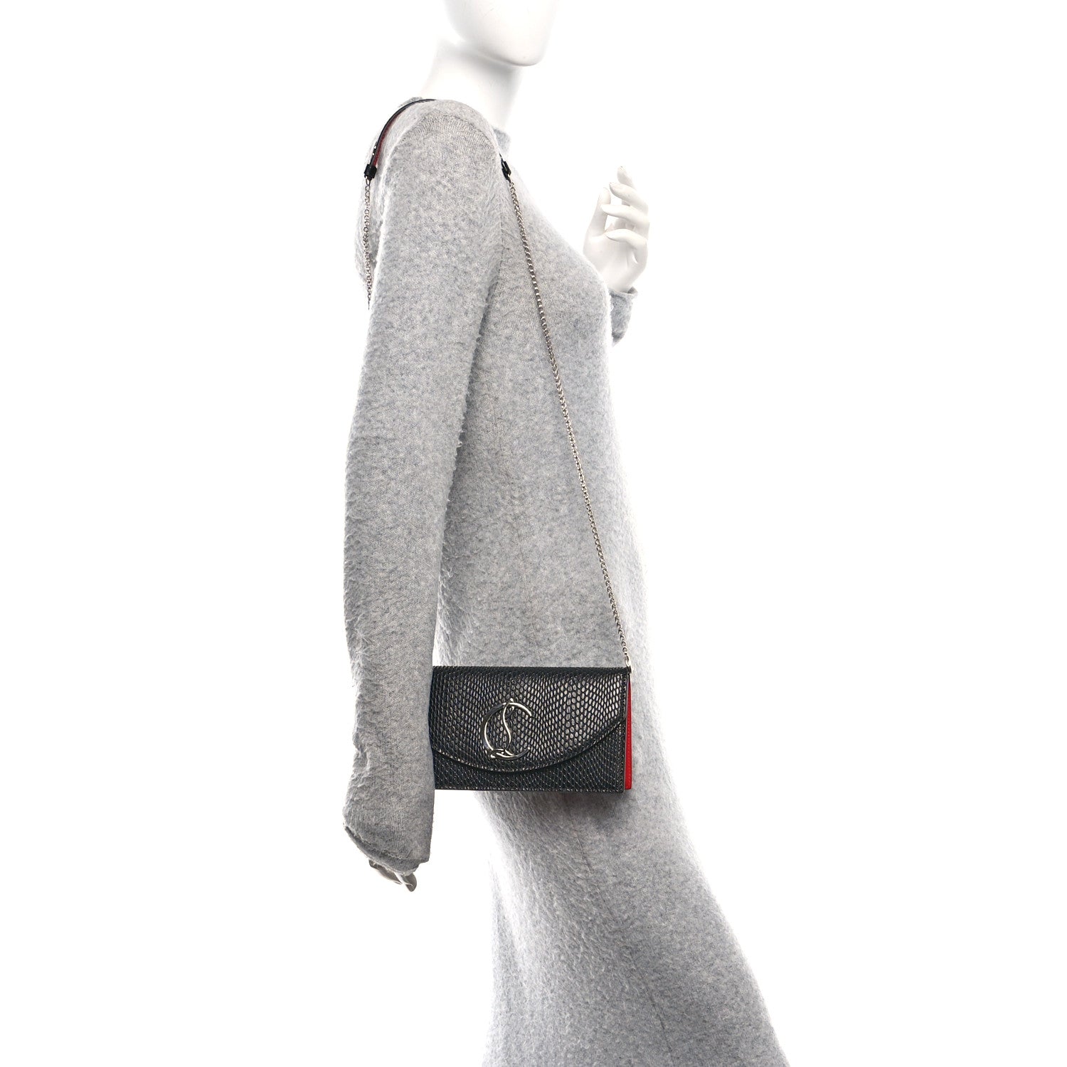 Christian Louboutin Jurassic Calfskin Embossed Loubi54 Crossbody Clutch Black 2 of 10