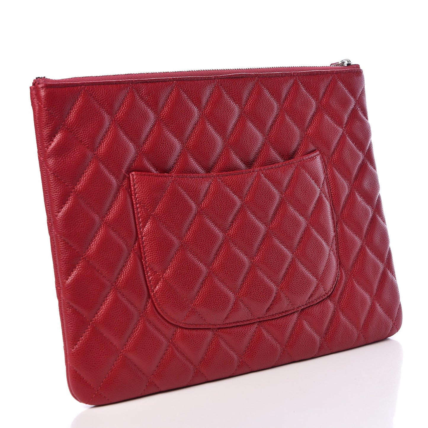 Caviar Quilted Medium Cosmetic Case Dark Red
