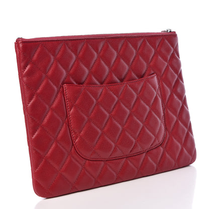 Chanel Caviar Quilted Medium Cosmetic Case Dark Red 3 of 6