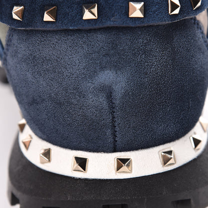 Valentino Garavani Suede Nylon Camouflage Womens Soul Rockstud Sneakers 41 Navy 15 of 19
