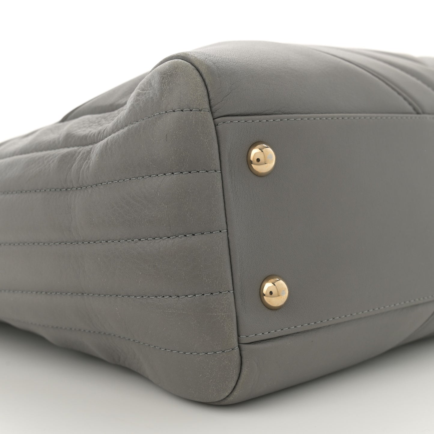 Calfskin Chevron Quilted Statement Shopping Tote Grey