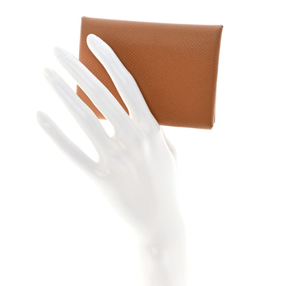 Hermes Epsom Calvi Duo Card Case Gold 2 of 9