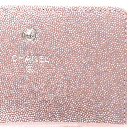 Chanel Metallic Caviar Chevron Quilted Vintage Mademoiselle Flap Card Holder Pink 6 of 9