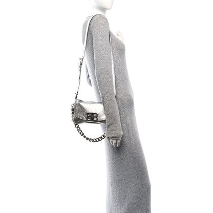 Balenciaga Metallic Peach Calfskin Small BB Soft Flap Bag Silver 2 of 8